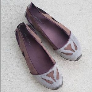 vintage merrell sporty cutout slip on hiking leather ballet flats 8.5